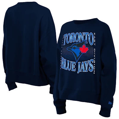 Women's New Era  Navy Toronto Blue Jays Interlock Boxy Pullover Sweatshirt