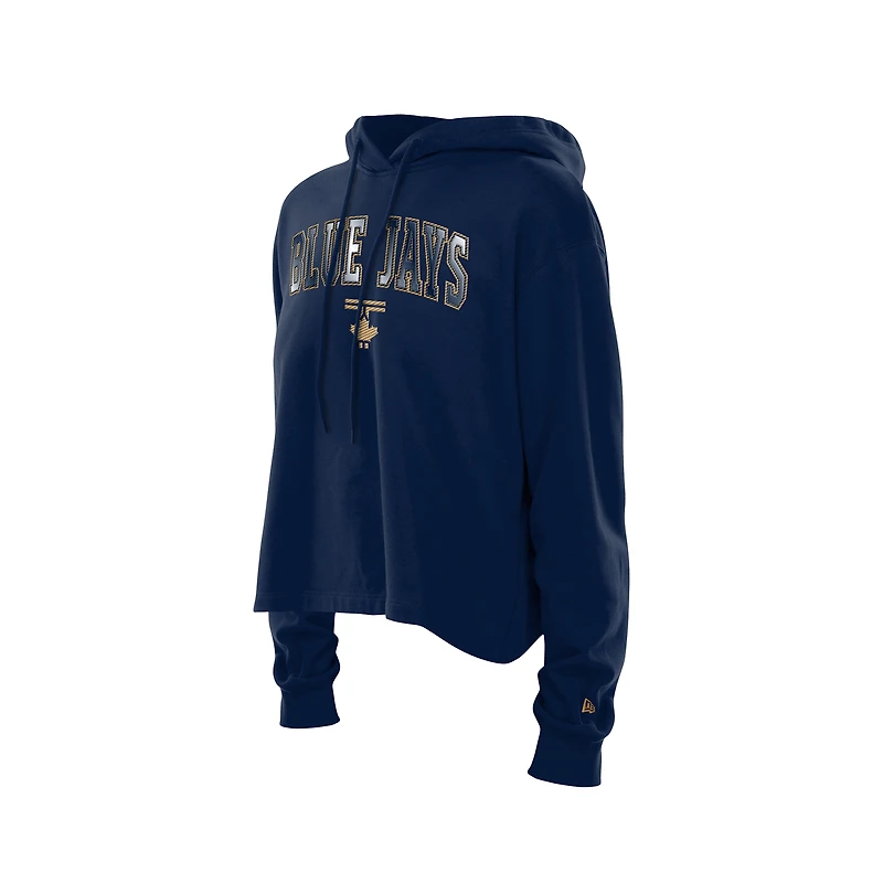 Sweat à capuche New Era bleu marine dos ouvert pour femme des Blue Jays de Toronto