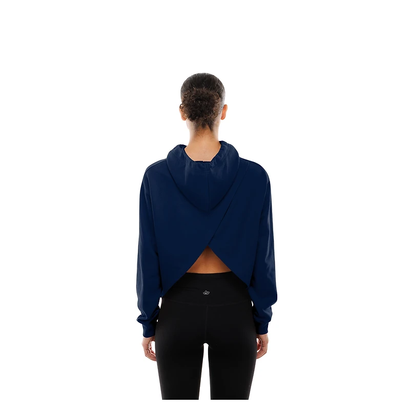 Sweat à capuche New Era bleu marine dos ouvert pour femme des Blue Jays de Toronto