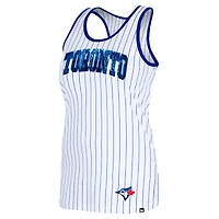 Débardeur blanc à paillettes New Era pour femme, motif Blue Jays de Toronto