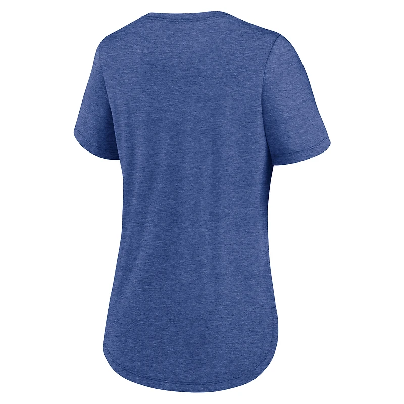 T-shirt Nike Heather Royal pour femme, motif tri-mélange Knockout Team Stack des Blue Jays de Toronto