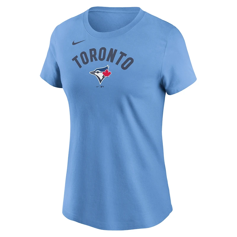 Women's Nike Light Blue Toronto Jays Arched Team Name T-Shirt