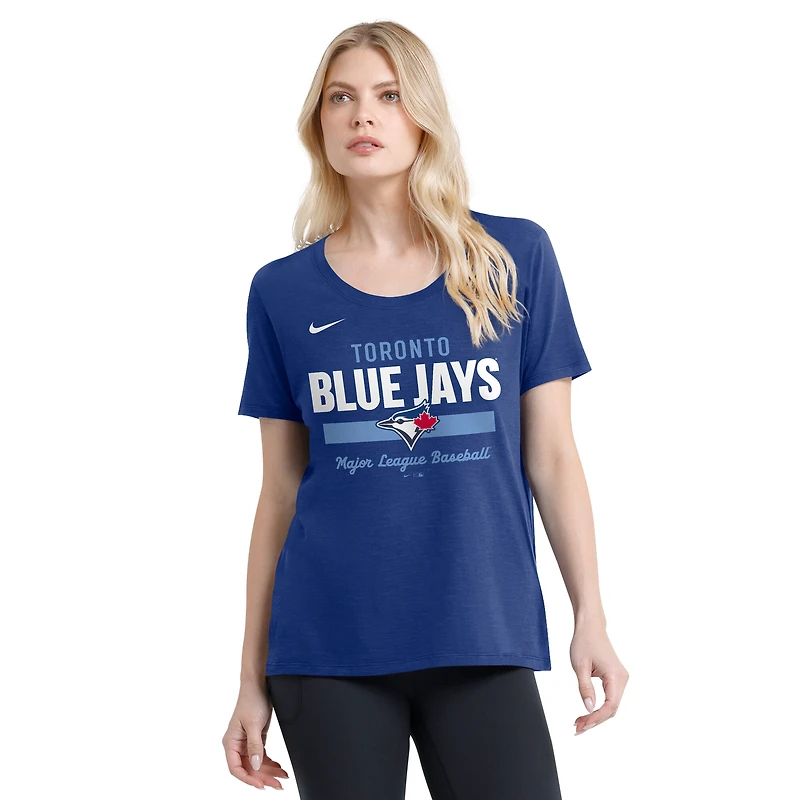 T-shirt Nike Dri-FIT bleu marine pour femme, motif flammé, Toronto Blue Jays