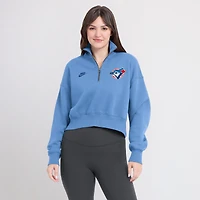 Sweat-shirt à demi-zip en molleton Nike bleu poudre Toronto Blue Jays Cooperstown Collection Phoenix pour femme
