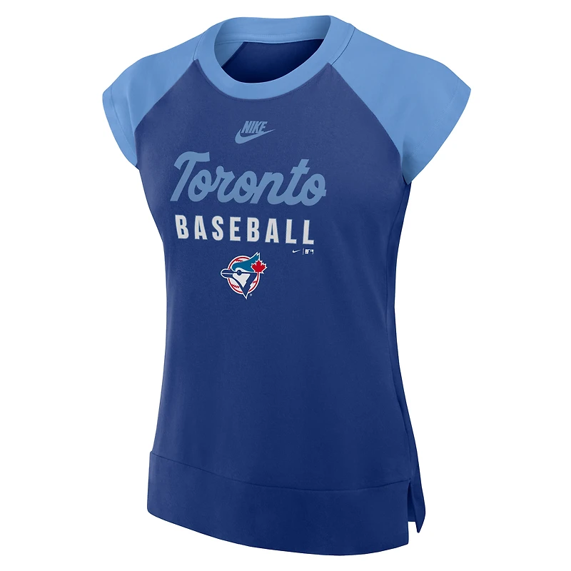 T-shirt raglan Dri-FIT Nike Royal/Powder Blue Toronto Jays Collection Cooperstown pour femme