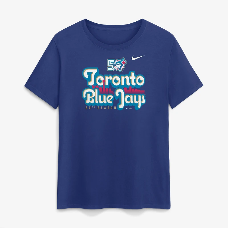 T-shirt Nike Royal Toronto Blue Jays pour femmes, édition spéciale 50e saison