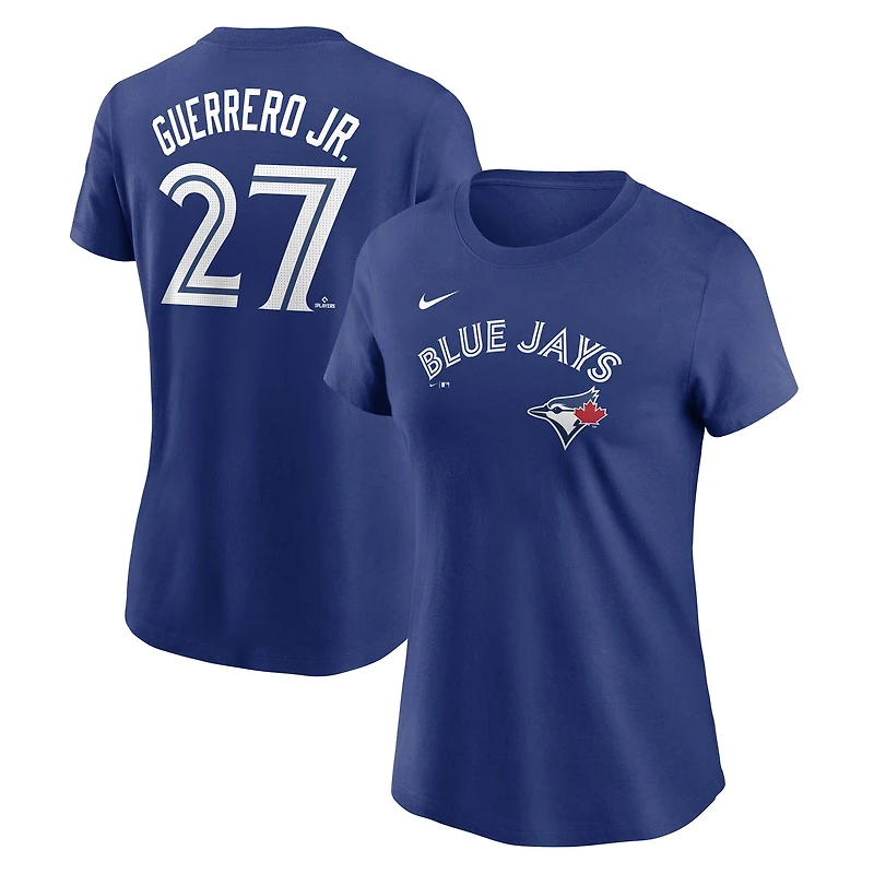 T-shirt Nike pour femme avec nom et numéro de Vladimir Guerrero Jr. Royal Toronto Blue Jays Fuse