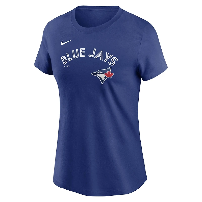 T-shirt Nike pour femme avec nom et numéro de Vladimir Guerrero Jr. Royal Toronto Blue Jays Fuse