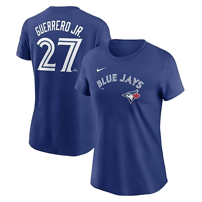T-shirt Nike pour femme avec nom et numéro de Vladimir Guerrero Jr. Royal Toronto Blue Jays Fuse