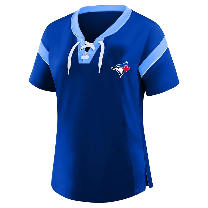 T-shirt à lacets grande taille bleu clair pour femme, motif Blue Jays de Toronto