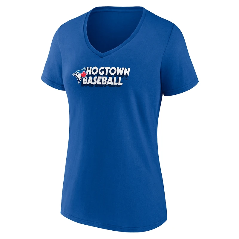 Women's  Royal Toronto Blue Jays Hogtown Baseball V-Neck T-Shirt