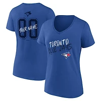 T-shirt à col en V personnalisé avec nom et numéro des Blue Jays de Toronto pour femmes
