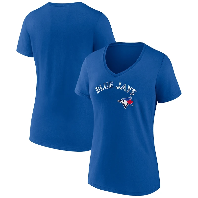 Women's  Royal Toronto Blue Jays Team Lockup V-Neck T-Shirt
