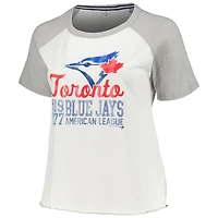 Women's Soft as a Grape White Toronto Blue Jays Plus Baseball Raglan T-Shirt