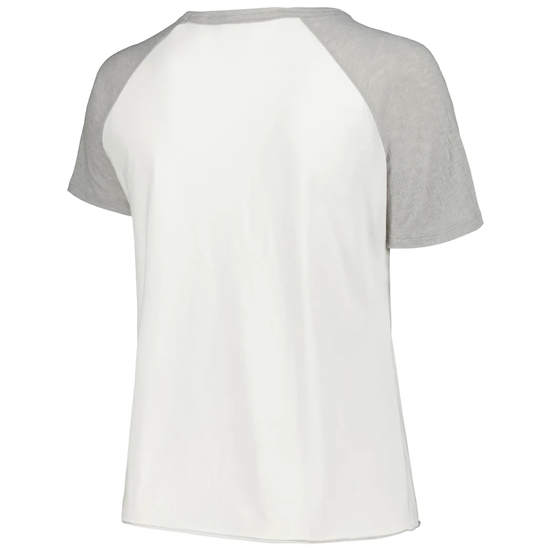 Women's Soft as a Grape White Toronto Blue Jays Plus Baseball Raglan T-Shirt