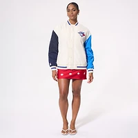 Women's Terez Cream Toronto Blue Jays Full-Zip Bomber Jacket