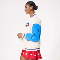 Women's Terez Cream Toronto Blue Jays Full-Zip Bomber Jacket