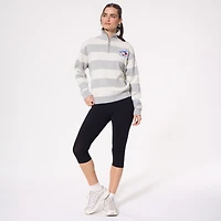 Women's Terez  Gray Toronto Blue Jays Throwback Patch Quarter-Zip Pullover