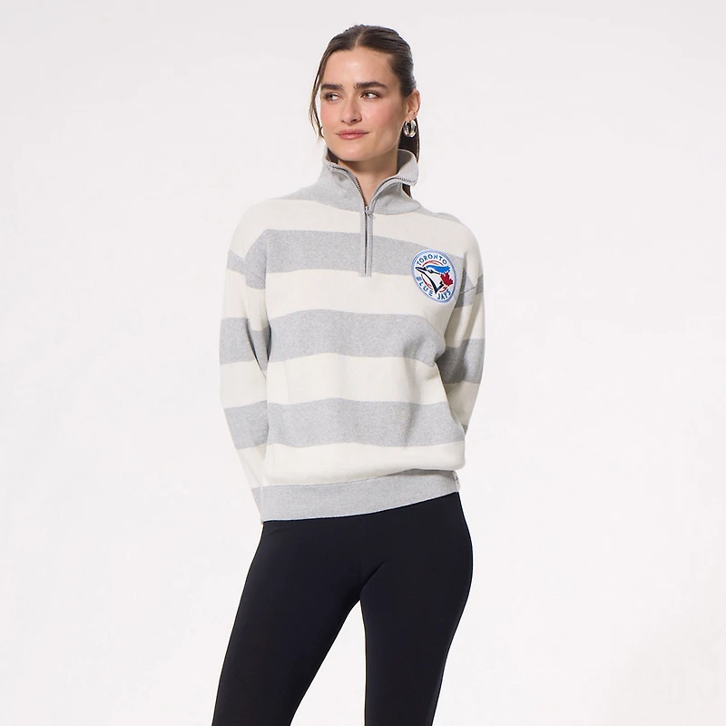 Pull à col zippé Terez Gray Toronto Blue Jays pour femme
