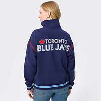 Pull à col zippé Terez bleu marine pour femme, motif baseball des Blue Jays de Toronto