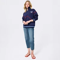 Pull à col zippé Terez bleu marine pour femme, motif baseball des Blue Jays de Toronto