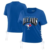WEAR by Erin Andrews T-shirt court à lacets sur le côté des Blue Jays de Toronto Royal pour femmes