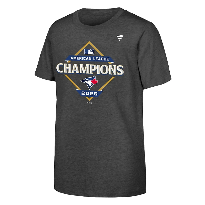 Youth Fanatics Heather Charcoal Toronto Blue Jays 2025 American League Champions Locker Room T-Shirt