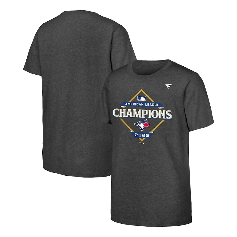 Youth Fanatics Heather Charcoal Toronto Blue Jays 2025 American League Champions Locker Room T-Shirt
