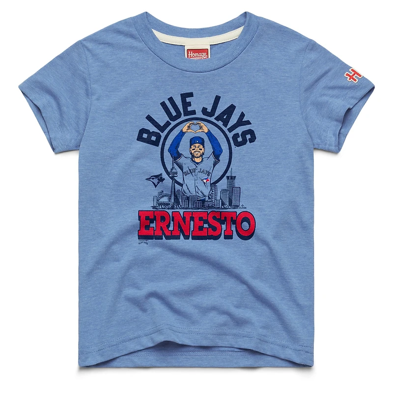 Youth Homage Ernie Clement Light Blue Toronto Jays Player Graphic Tri-Blend T-Shirt