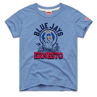 Youth Homage Ernie Clement Light Blue Toronto Jays Player Graphic Tri-Blend T-Shirt
