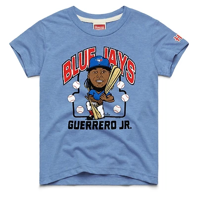 Youth Homage Vladimir Guerrero Jr. Light Blue Toronto Jays Caricature Tri-Blend T-Shirt