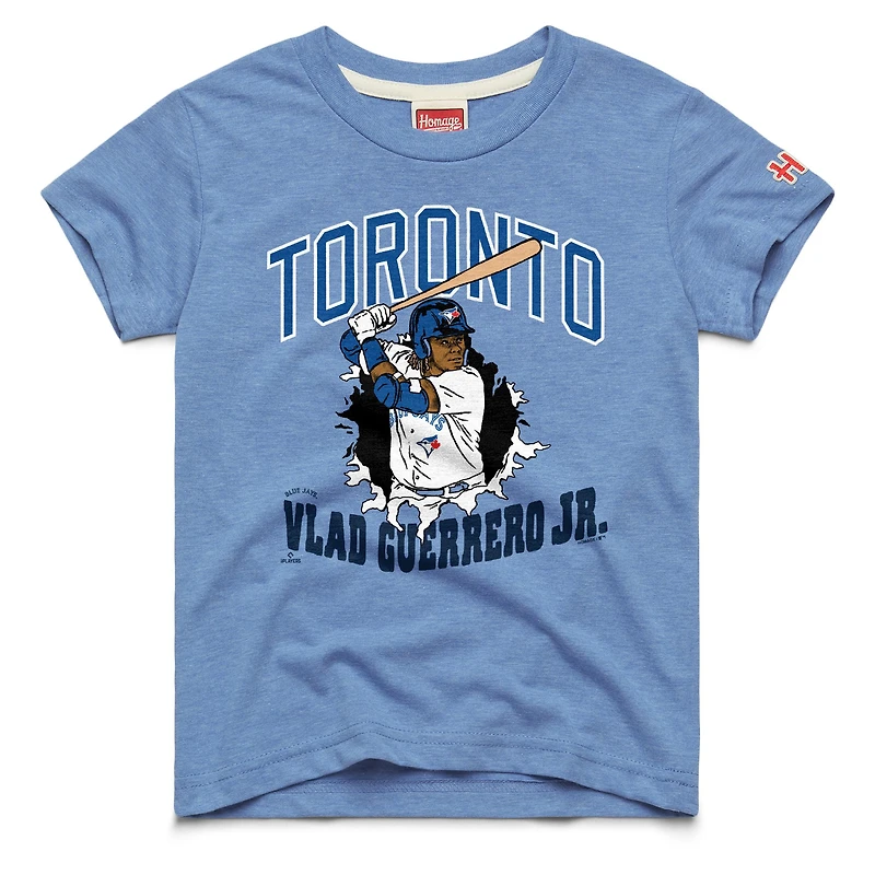 Youth Homage Vladimir Guerrero Jr. Light Blue Toronto Jays Player Graphic Tri-Blend T-Shirt