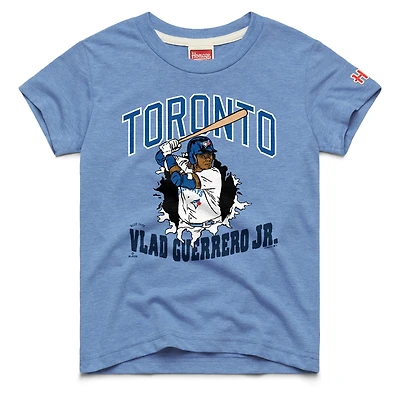 Youth Homage Vladimir Guerrero Jr. Light Blue Toronto Jays Player Graphic Tri-Blend T-Shirt