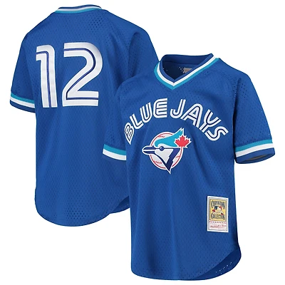 Maillot d'entraînement au bâton en maille pour jeunes Mitchell & Ness Roberto Alomar Royal Toronto Blue Jays Cooperstown Collection