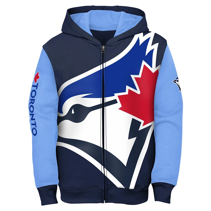 Sweat à capuche entièrement zippé bleu marine pour jeunes des Blue Jays de Toronto