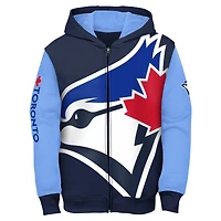 Sweat à capuche entièrement zippé bleu marine pour jeunes des Blue Jays de Toronto