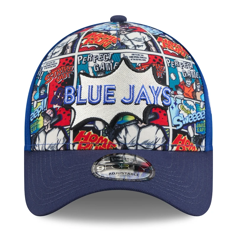 Casquette ajustable New Era 9FORTY pour jeunes Toronto Blue Jays 2025 Players Weekend, bleu marine/royal