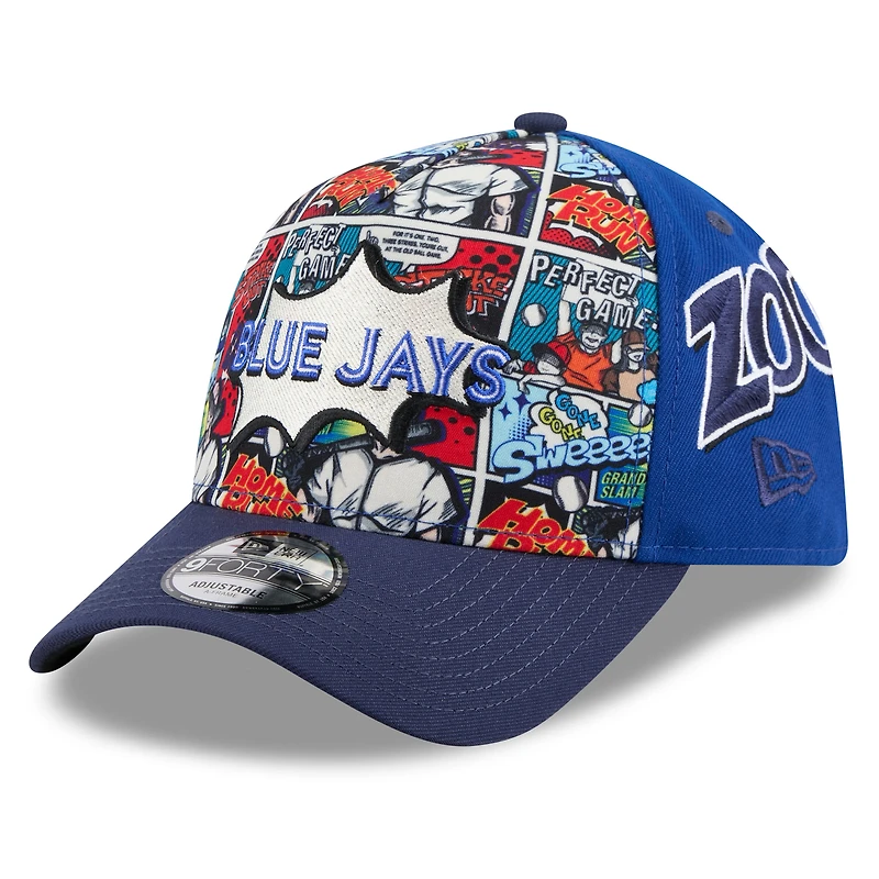 Casquette ajustable New Era 9FORTY pour jeunes Toronto Blue Jays 2025 Players Weekend, bleu marine/royal