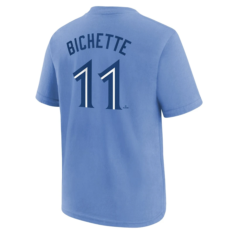 Youth Nike Bo Bichette Powder Blue Toronto Jays Name & Number T-Shirt