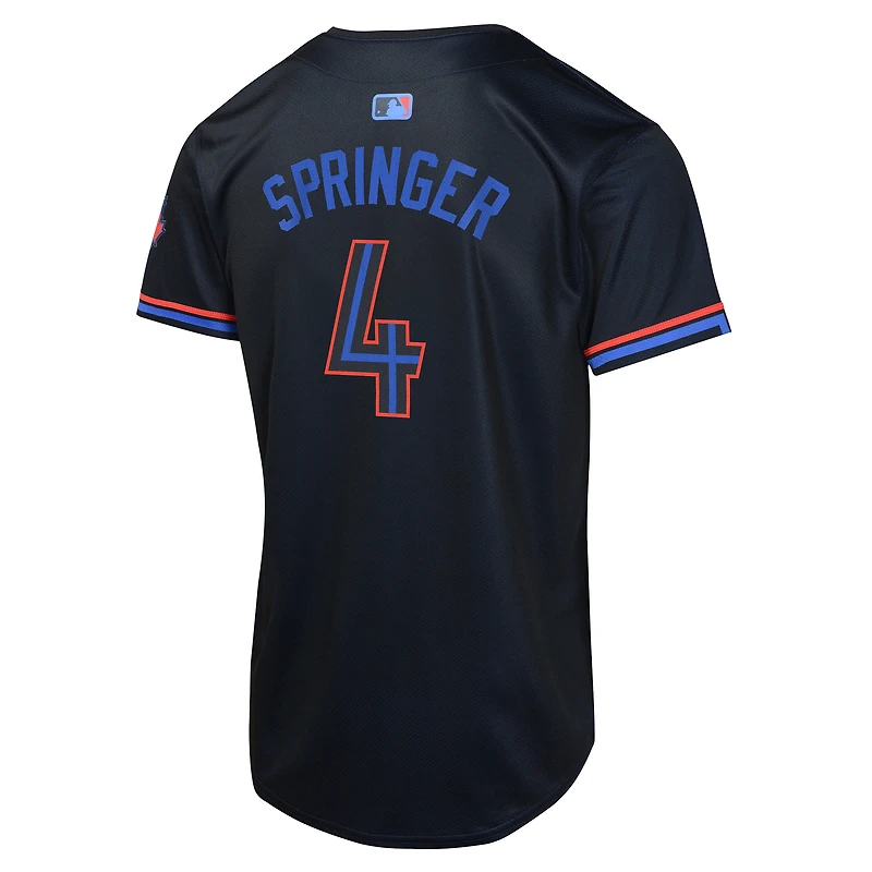 Maillot de joueur Nike George Springer pour jeunes des Blue Jays Toronto 2024 City Connect Limited, bleu marine