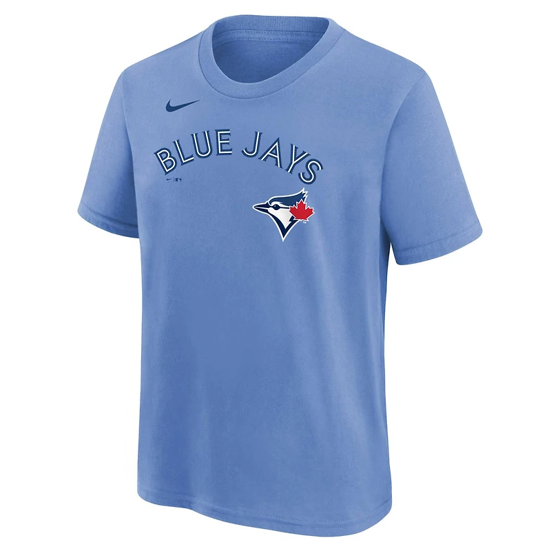 T-shirt Nike pour jeunes Vladimir Guerrero Jr. avec nom et numéro des Blue Jays de Toronto, bleu poudre