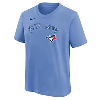 T-shirt Nike pour jeunes Vladimir Guerrero Jr. avec nom et numéro des Blue Jays de Toronto, bleu poudre