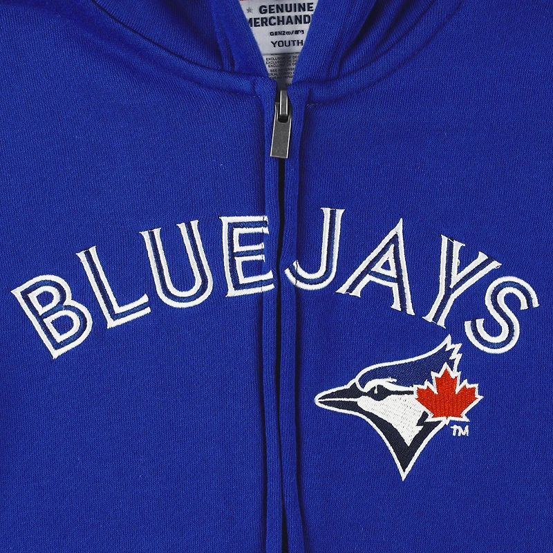 Youth Royal Toronto Blue Jays Wordmark Full-Zip Fleece Hoodie
