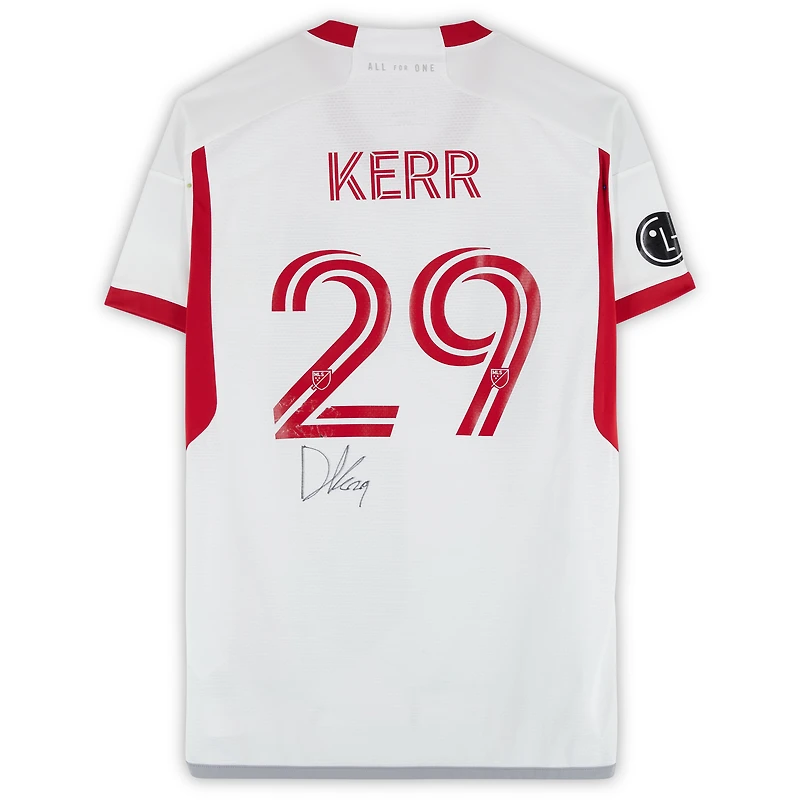 Maillot adidas blanc dédicacé par Deandre Kerr du Toronto FC, numéro 29, utilisé lors de la saison 2024 de la MLS - Taille L