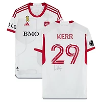 Maillot adidas blanc dédicacé par Deandre Kerr du Toronto FC, numéro 29, utilisé lors de la saison 2024 de la MLS - Taille L