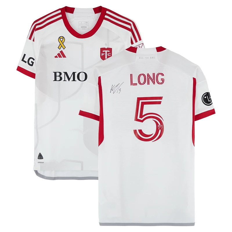 Maillot adidas blanc dédicacé n° 5 de Kevin Long, Toronto FC, saison 2024 de la MLS - Taille L