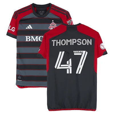 Maillot adidas noir dédicacé par Kosi Thompson du Toronto FC, numéro 47, utilisé lors de la saison 2024 de la MLS - Taille M
