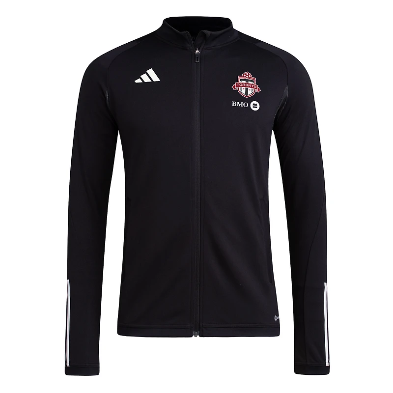 Veste d'entraînement adidas Toronto FC AEROREADY pour homme, noire, à fermeture éclair intégrale et style raglan.