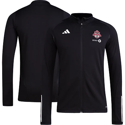Veste d'entraînement adidas Toronto FC AEROREADY pour homme, noire, à fermeture éclair intégrale et style raglan.