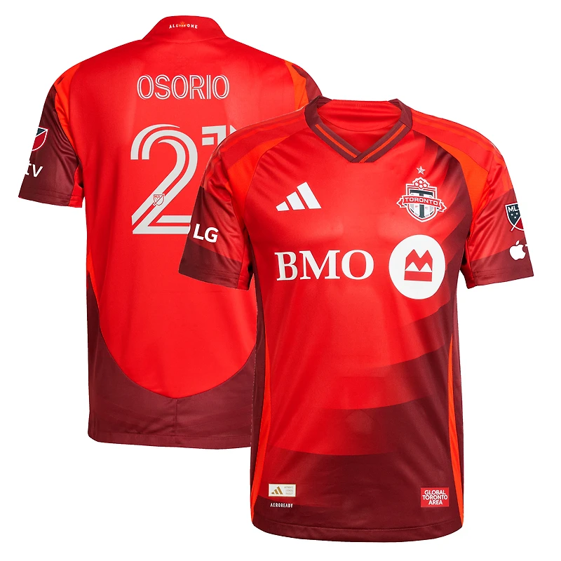 Men's adidas Jonathan Osorio Red Toronto FC 2025 Club Kit Authentic Player Jersey